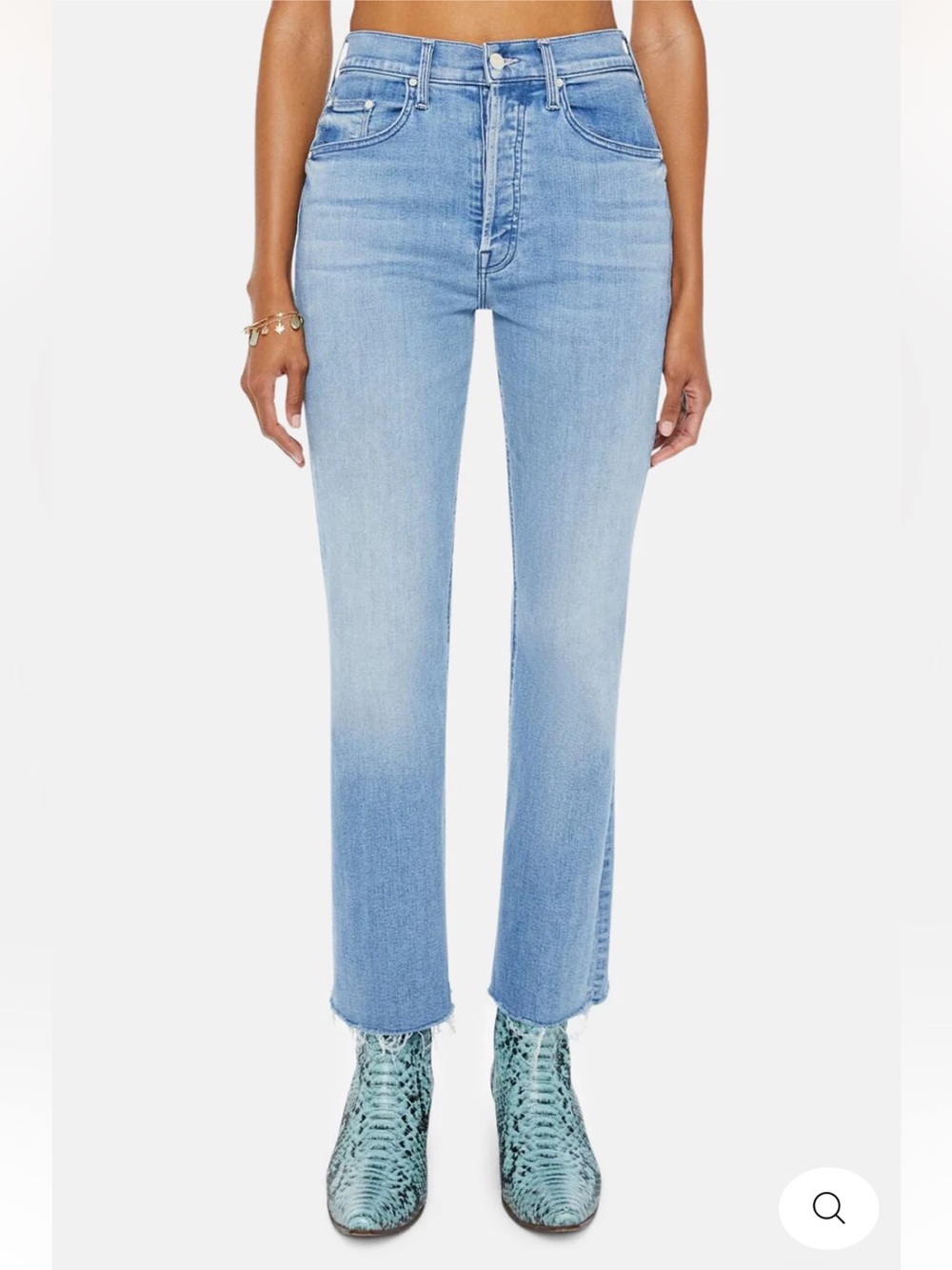 MOTHER The Tripper Ankle Fray in All Over The Map Light Wash Jeans | Size 32